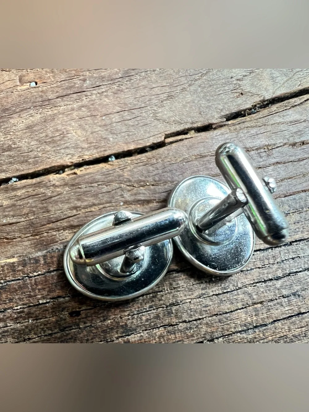 Monogram 'M' Black and Silver Oval Cufflinks